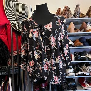 Faux Wrap Floral Blouse